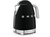 Hervidor de agua - Smeg KLF04BLEU, 1.7 l, Retro, 2400 W, Con cable, Acero inoxidable, Rotación 360º, Negro