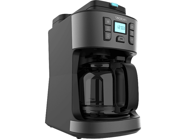 Cafetera de goteo - Cecotec Coffee 66 Grind & Drop, 12 tazas, 1086 W, Programable, Capacidad 1.8 L, Tecnología ExtremeAroma, Grey