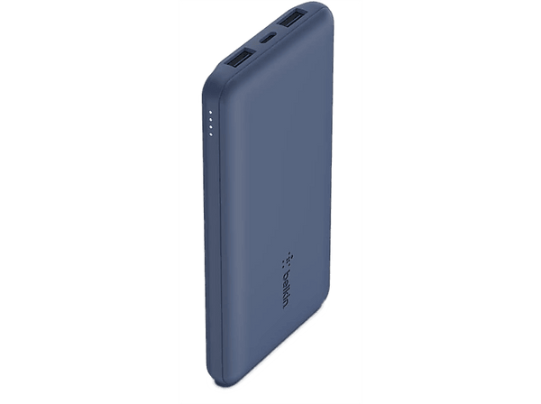 Powerbank - Belkin BPB011BTBL, 10000 mAh, Dos puertos USB-A de 12 W, Un puerto USB-C de 15 W, Azul