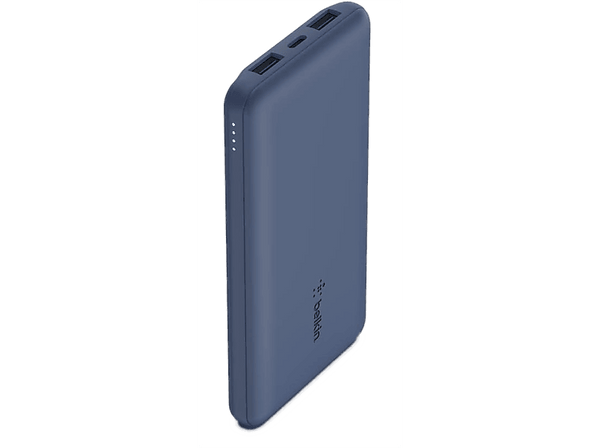 Powerbank - Belkin BPB011BTBL, 10000 mAh, Dos puertos USB-A de 12 W, Un puerto USB-C de 15 W, Azul