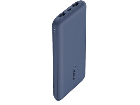 Powerbank - Belkin BPB011BTBL, 10000 mAh, Dos puertos USB-A de 12 W, Un puerto USB-C de 15 W, Azul