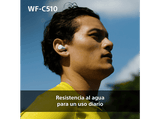 Auriculares True Wireless - Sony WFC510Y, Ligeros, Bluetooth, Conexión multipunto, Sonido ambiente, Spotify Tap, Carga rápida, 22h, IPX4, Amarillo
