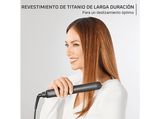 Plancha de pelo - Rowenta Ultimate Experience Thermocare SF8120F0, Tecnología iónica, Revestimiento titanio, 210º C, 5 temperaturas, Panel LED, Negro