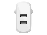 Cargador de pared - Belkin BoostCharge Cargador de pared USB-A doble de 24 W, Universal, Blanco