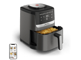 Freidora de aire - moulinex Easy Fry Silence EZ551H, 1680W, 5L, Tecnología silenciosa, 10 programas, Pantalla táctil, Extra Crisp, Gris