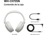 Auriculares inalámbricos - Sony WH-CH735NW, Noise Cancelling, 75h, Carga Rápida, Plegable, Bluetooth, Llamadas nítidas con IA, Blanco