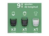 Afeitadora corporal - Philips MG3935/15 ALL IN ONE, 7, Recortadora 7 en 1, Cuerpo y Barba, Uso en seco/húmedo, Autonomía 70 min., Negro