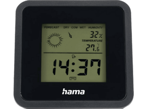 Estación meteorológica - Hama 00185890, Termómetro e Higrómetro «Borneo», Digital, Para Interiores, Negro