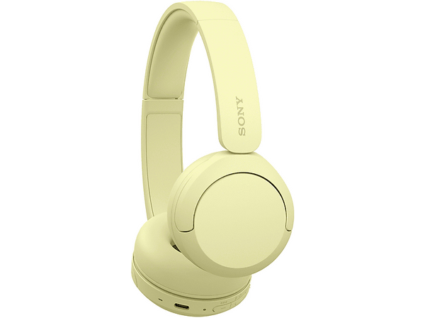 Auriculares inalámbricos - Sony WH-CH520, Bluetooth, 50 horas de autonomía, Carga rápida, 360 Audio, Conexión multipunto, Cascos diadema, Amarillo