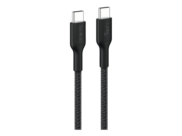 Cable USB - Belkin BoostCharge Pro Cable trenzado USB-C a USB-C de 240 W, 2 m, Universal, Negro