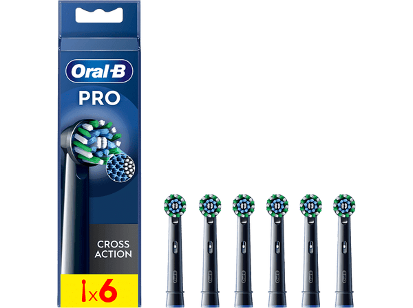 Recambio para cepillo dental - Oral-B Pro CrossAction, Cabezales De Recambio, 6 Unidades, Negro