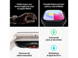 Apple Watch Series 9 (2023), GPS+CELL, 41 mm, Gesto de doble toque, Caja de acero inoxidable grafito, Correa deportiva medianoche, Talla M/L