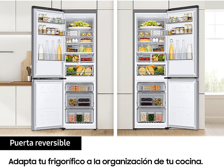 Frigorífico combi -  Samsung SMART AI RB34C775CS9/EF, No Frost,  185.3cm, 344l, All-Around Cooling, Metal Cooling, WiFi, Inox