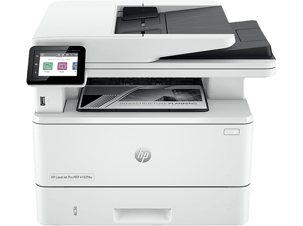 Impresora multifunción - HP LaserJet Pro 4102fdw, Fax, Bluetooth, Wi-Fi Direct, 40 ppm, Blanco