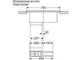 Placa inducción con campana integrada - Siemens EX875LX67E, 2 zonas Flex, 622m³/h, Negro