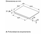 Placa inducción - Bosch  PIE875HC1E, 4 zonas, 28 cm, Home Connect, Función Sprint, 80 cm, Negro
