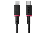 Cable USB-C - Baseus Dura, Tipo-C a Tipo-C, 100 cm, Carga ultrarrápida, Protección inteligente a sobrecargas, Alta resistencia, 100W, Negro y Rojo