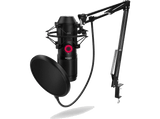 Micrófono - Krom Kapsule, USB, Jack 3.5mm, Filtro antipop, Antishock, Articulable, Negro