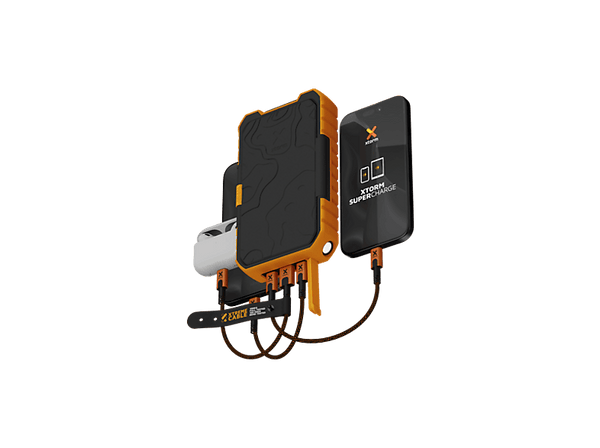Powerbank - Xtorm XR203, 10000 mAh, 2x USB-C, 1x USB-A, 20W, Linterna, Solar, IP65, Negro/Naranja