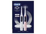 Cepillo eléctrico - Oral-B iO 6s, Pack doble, 5 modos, Seguimiento con app, Pantalla interactiva, Sensor de presión, Estuche de viaje, Blanco y rosa