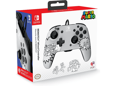 Mando Nintendo Switch - PDP Rematch Wired Controller Comic Strip Super Mario, Nintendo Switch, Cable, Gris