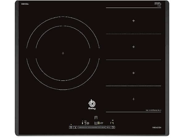 Placa inducción - Balay 3EB969LU, 2 zonas, Modular, Zona gigante de 28 cm, Función Sprint, Control deslizante, Negro