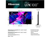 TV Mini LED 100 - Hisense 100U7KQ 144 Hz, Smart TV UHD 4K, Quantum Dot Colour, Modo Juego, Hi-View, Dolby Vision IQ & Atmos, Negro