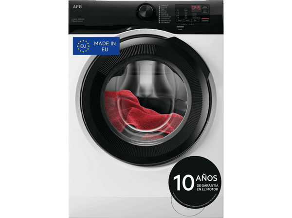 Lavadora carga frontal - AEG LFE6D94O4B, 9 kg, 1400 rpm, 10 programas, IA Wash Assist, Cajón largo, Blanco