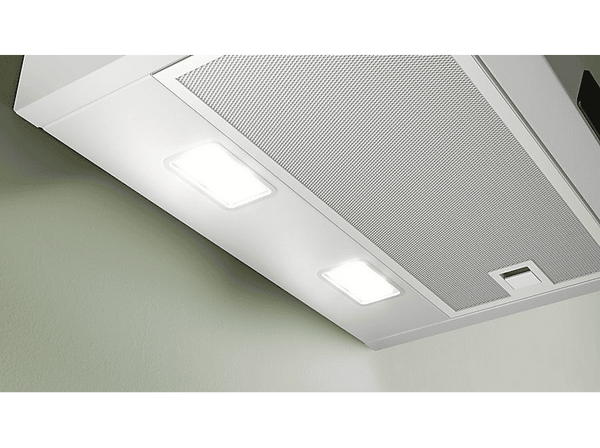Campana decorativa - Bosch DWK67FN20, Serie 4, 4 velocidades, 431 m³/h, App Home Connect, Control Placa-Campana,60 cm, Cristal blanco