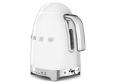 Hervidor de agua - Smeg KLF04WHEU, 1.7 l, Retro, 2400 W, Con cable, Acero inoxidable, Rotación 360º, Blanco