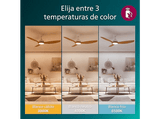 Ventilador de techo - Philips Olas 32 W + 24 W, LED, 3 Velocidades, Blanco/Madera
