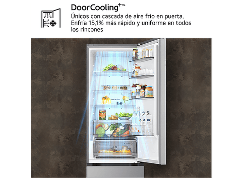 Frigorífico combi - LG GBBSJ21DPY, No Frost, 203 cm, 375 l, DoorCooling+™, Multi Air Flow, Plata