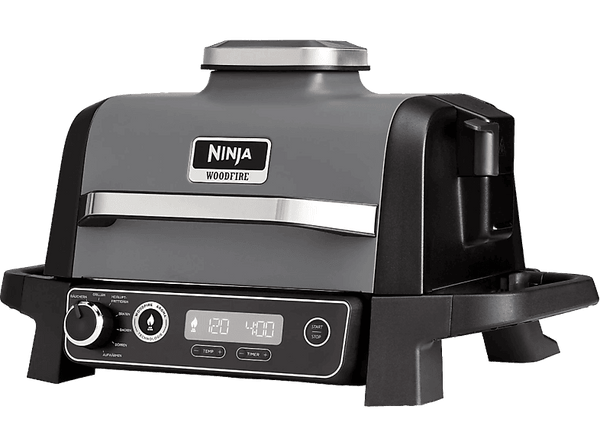 Grill - Ninja Woodfire OG701EU, 2400 W, Para exteriores, 7 funciones de cocción, Barbacoa eléctrica, Negro