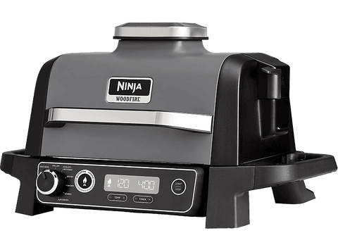 Grill - Ninja Woodfire OG701EU, 2400 W, Para exteriores, 7 funciones de cocción, Barbacoa eléctrica, Negro