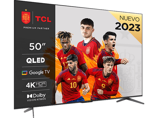 TV QLED 50" - TCL 50C645, UHD 4K, Quad Core, Smart TV, Dolby Atmos , Brushed titanium metal front