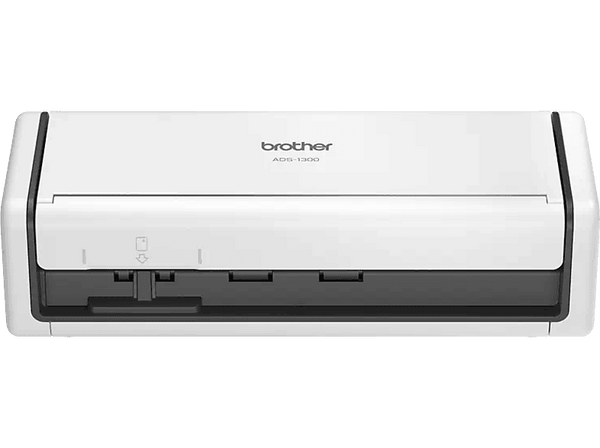 Escáner portátil - Brother ADS1300, 600 x 600 ppp, 30 ppm, Wi-Fi, Ranura para DNI y tarjetas, Alimentación directa via USB Tipo-C, Blanco