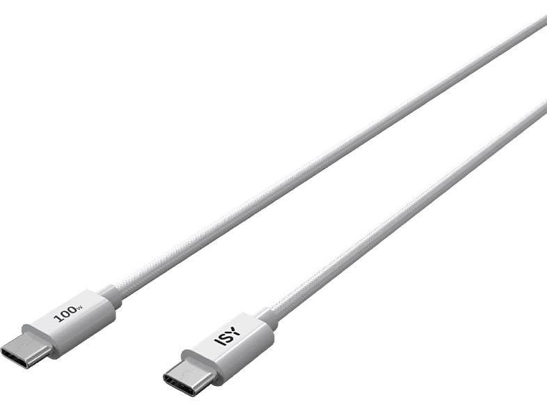 Cable USB - ISY IUC-5200, USB-C 2.0, 2 m, 100W, Universal, Hasta 480 Mbps, Blanco