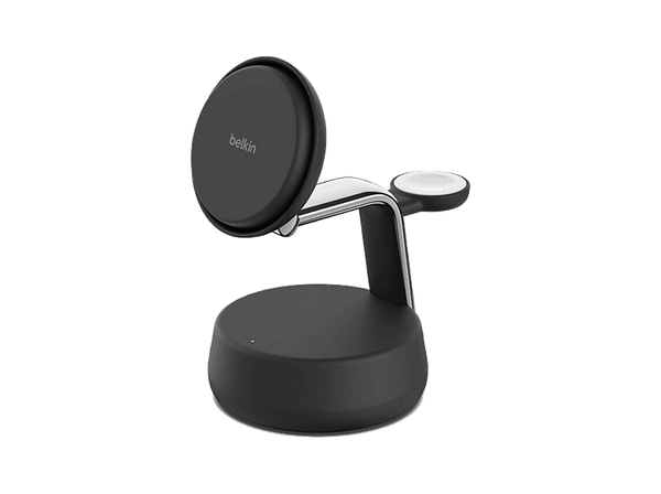 Cargador móvil inalámbrico - Belkin WIZ040kqCH, Compatible con dispositivos con tecnología Qi2 25W, ChillBoost™, 3 en 1, Negro