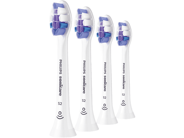 Recambio para cepillo dental - Philips Sensitive HX6054/87, Philips Sonicare, 4 Cabezales de recambio, Control antiplaca, S2 Sensitive, Blanco