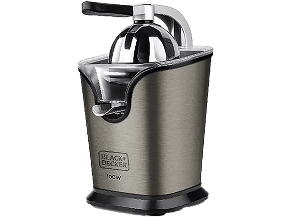 Exprimidor - Black+Decker BXJE100E, 100 W, 2 Conos, Desmontable, Apto lavavajillas, Inox