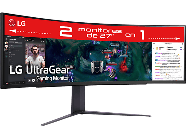 Monitor gaming - LG 49GR85DC, 49", QHD, 1 ms, 50 - 60 Hz, USB, HDMI x 2, DisplayPort x1, Negro