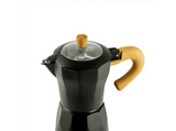 Cafetera tradicional - Jocca 2188N, 0.26 l, Aluminio, 480 W, 6 Tazas, Italiana, Eléctrica, Sin Cables, Negro/Madera