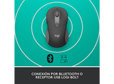 Ratón inalámbrico - Logitech Signature M650, Para manos grandes, Bluetooth-USB, Clics silenciosos, Windows, macOS, Personalizable, Negro