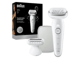 Depiladora - Braun Silk·épil 9 9-030, Depiladora en seco y en mojado, Piel suave duradera, +2 Accesorios de rasurado y recorte, Plata