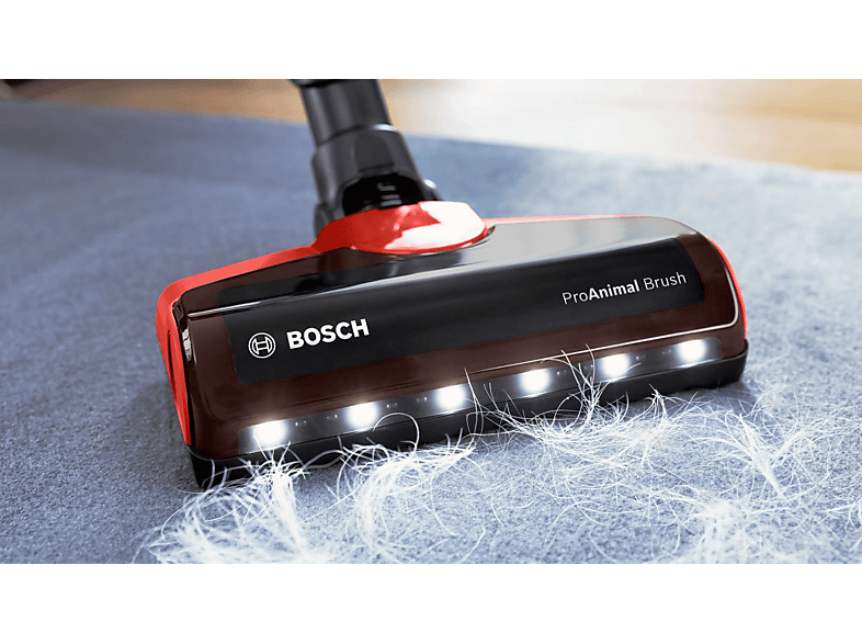 Aspirador escoba - Bosch BCS711PET Proanimal, 18 V, 40 min, Accesorios, Negro, Rojo
