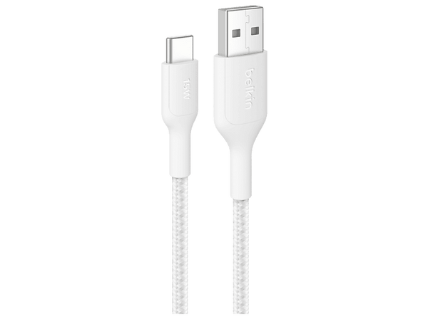 Cable USB - Belkin CAB022hq2M, 2m, USB-A a USB-C, 15W, Universal, Blanco