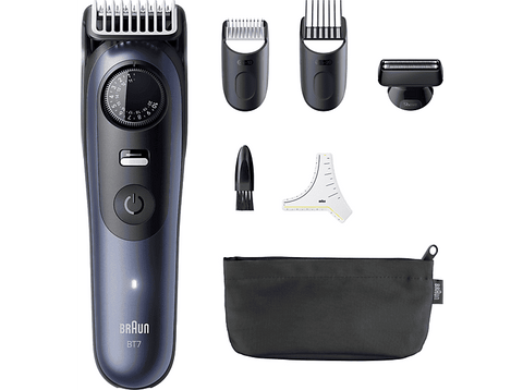 Barbero - Braun Series 7 BT7520, 6 accesorios para barba, 40 ajustes de longitud, Bloqueo de precisión, Lámina ProBlade, Wet&Dry, Azul