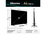 TV LED 85 - Hisense 85A6Q, UHD 4K, Quad Core/MT9603,  IA 4K Upscaler, Modo Juego Plus, Control por voz, Negro