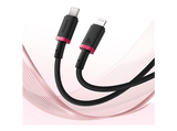 Cable USB a Lightning - Baseus DURA, Lightning a Tipo-C, Carga rápida, Cable trenzado ultrarresistente de 200 cm, Universal, 20W, Rojo y Negro