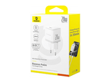 Cargador de pared - Baseus PALM, 20W, Tipo C, Carga ultrarrápida, Control de temperatura, Universal, Blanco Moon